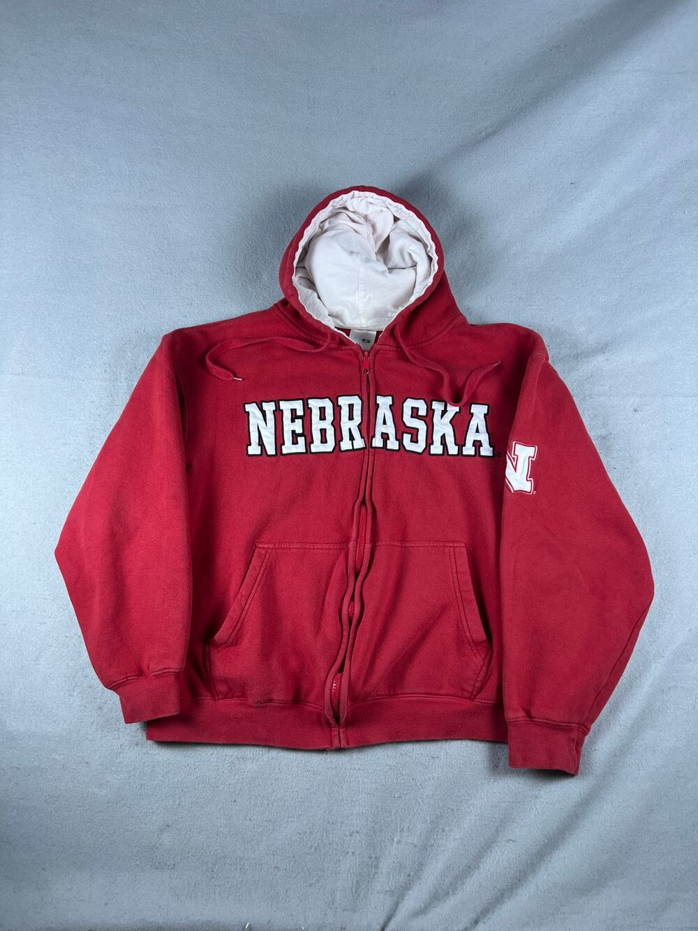 Nebraska Cornhuskers Hoodie Mens L Red E5 Fleece College Sports NCAA Sweatshirt